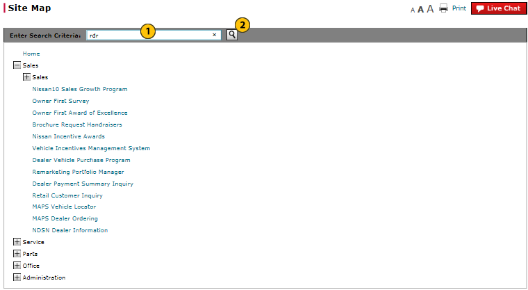 Search the site map